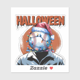 Festlicher Baseball: Halloween trifft Weihnachten Aufkleber