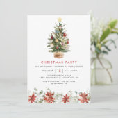 Festlicher Baum Fun Wasserfarbe Familienweihnachtl Einladung (Stehend Vorderseite)