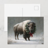 Festlicher Bison mit Weihnachtsgirlande Postkarte (Vorne/Hinten)