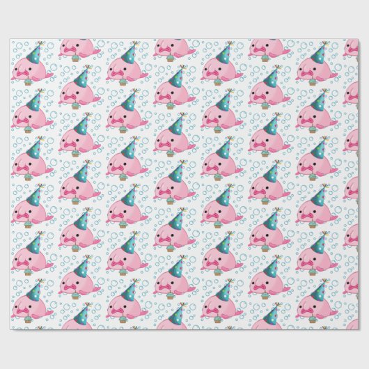 Festlicher Blobfish Geburtstag Geschenkpapier (Flach)