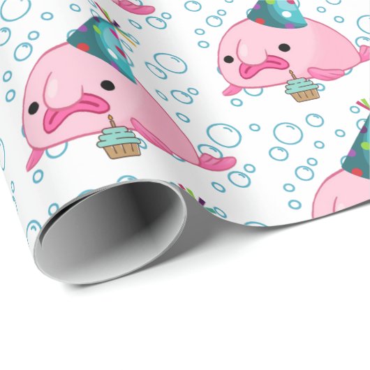 Festlicher Blobfish Geburtstag Geschenkpapier (Rolleneckpunkt)
