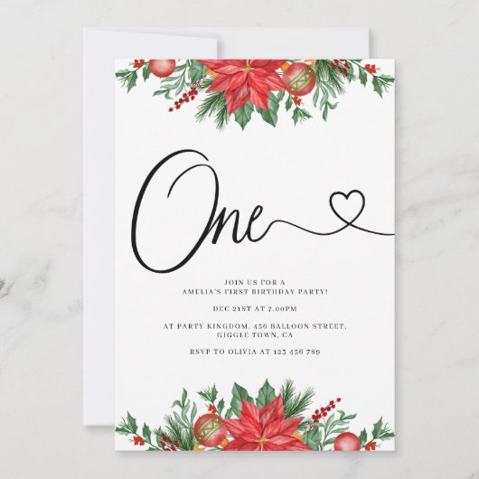 Festlicher Blumenurlaub 1. Geburtstag Party Einladung (Vorderseite)