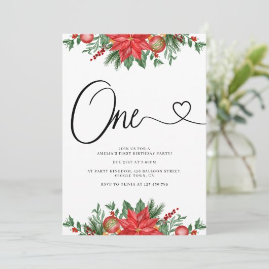 Festlicher Blumenurlaub 1. Geburtstag Party Einladung (Stehend Vorderseite)