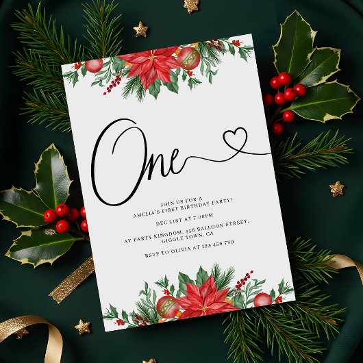 Festlicher Blumenurlaub 1. Geburtstag Party Einladung