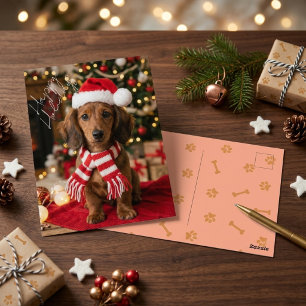 Festlicher brauner Dachshund gemütliches Weihnacht Postkarte