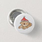 Festlicher brauner Pudel Santa-Feiertagsgeschenk Button (Vorne & Hinten)