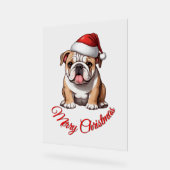 Festlicher Bulldog Frohe Weihnachten Klassischer T Acrylschild (Winkel)