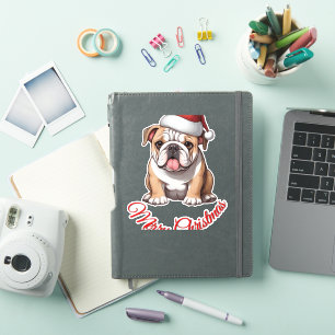 Festlicher Bulldog Frohe Weihnachten Klassischer T Aufkleber