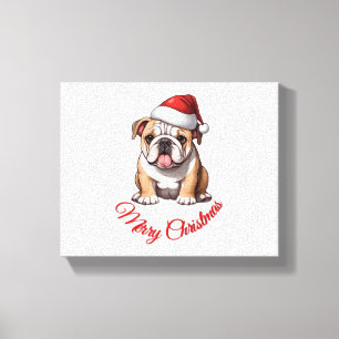 Festlicher Bulldog Frohe Weihnachten Klassischer T Leinwanddruck