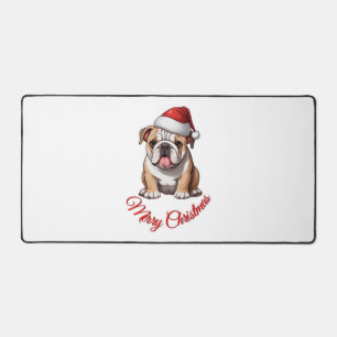 Festlicher Bulldog Frohe Weihnachten Klassischer T Schreibtischunterlage