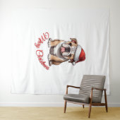 Festlicher Bulldog Frohe Weihnachten Klassischer T Wandteppich (Beispiel (Horizontal))