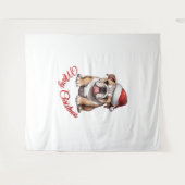 Festlicher Bulldog Frohe Weihnachten Klassischer T Wandteppich (Vorderseite (Horizontal))