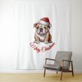 Festlicher Bulldog Frohe Weihnachten Klassischer T Wandteppich (Beispiel)