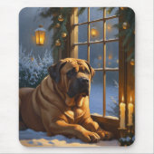 Festlicher Bullmastiff mit Weihnachtsbeleuchtung U Mousepad (Vorne)