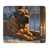 Festlicher Bullmastiff mit Weihnachtsbeleuchtung U Schneidebrett (Vorderseite)