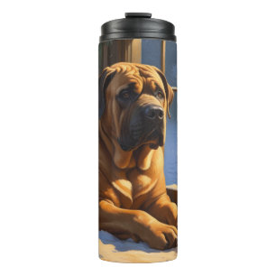 Festlicher Bullmastiff mit Weihnachtsbeleuchtung U Thermosbecher