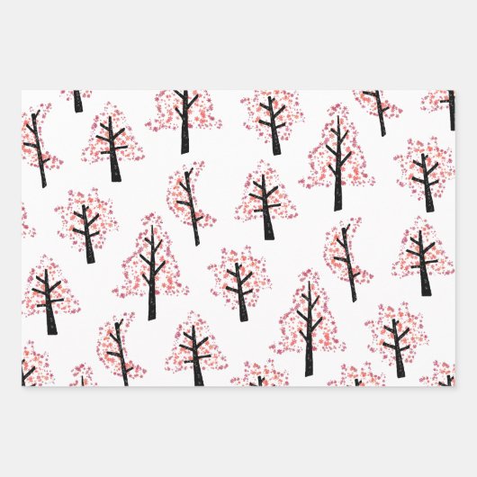 Festlicher Burgund Snowflake Weihnachtsbaum Geschenkpapier Set (Vorderseite)