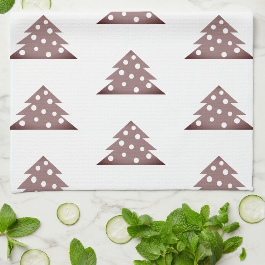 Festlicher Burgund Weihnachts-Baumuster Urlaub K Geschirrtuch (Gefaltet)