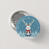 Festlicher Cartoon Rentier mit Scarf Button (Vorne & Hinten)
