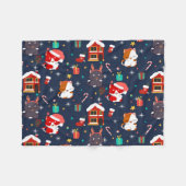 Festlicher Cartoon Santa Cat Feier Fleecedecke (Vorderseite (Horizontal))