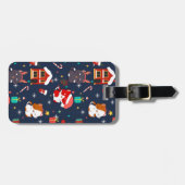 Festlicher Cartoon Santa Cat Feier Gepäckanhänger (Vorderseite horizontal)