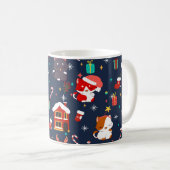 Festlicher Cartoon Santa Cat Feier Kaffeetasse (VorderseiteRechts)