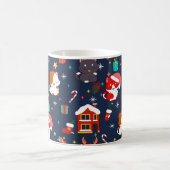 Festlicher Cartoon Santa Cat Feier Kaffeetasse (Mittel)