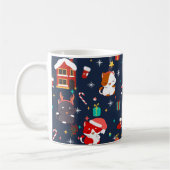 Festlicher Cartoon Santa Cat Feier Kaffeetasse (Links)