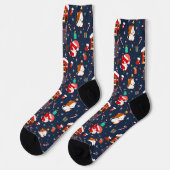Festlicher Cartoon Santa Cat Feier Socken (Linkes Detail)