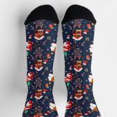 Festlicher Cartoon Santa Cat Feier Socken (Oben)