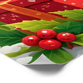 Festlicher Cartoon Schwarzes Pferd mit Weihnachtsm Poster (Ecke)