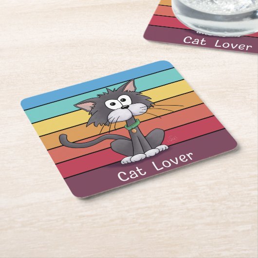 Festlicher Cat Lover Square Paper Untersetzer (angewinkelt)