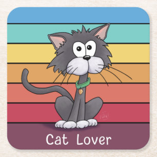 Festlicher Cat Lover Square Paper Untersetzer