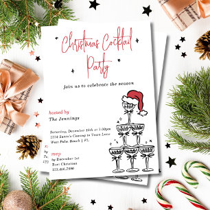 Festlicher Champagner-Turm Weihnachtsparty Cocktai Einladung