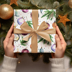 Festlicher Christbaumkugel Wasserfarben Weihnachte Geschenkpapier