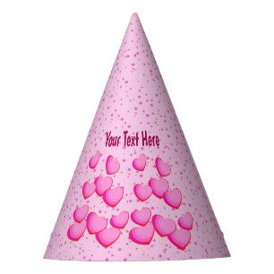 Festlicher Cluster von heißen rosa Herzen auf Polk Partyhütchen