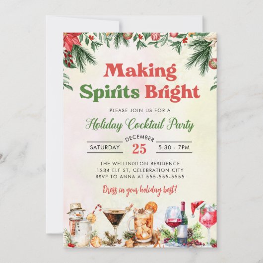 Festlicher Cocktail Weihnachtsgebäck Party Einladung (Vorderseite)