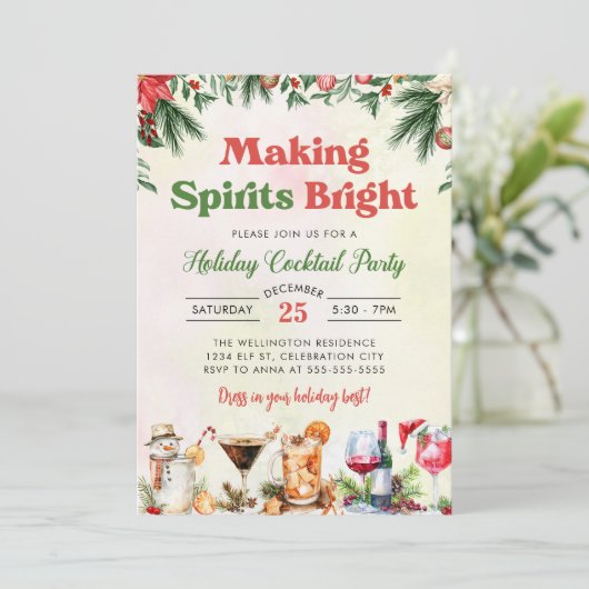 Festlicher Cocktail Weihnachtsgebäck Party Einladung (Stehend Vorderseite)