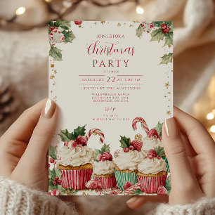 Festlicher Cupcake-Zuckerstangen-Lutscher Einladung