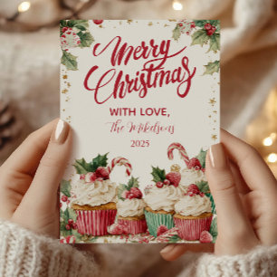 Festlicher Cupcake-Zuckerstangen-Lutscher Feiertagskarte
