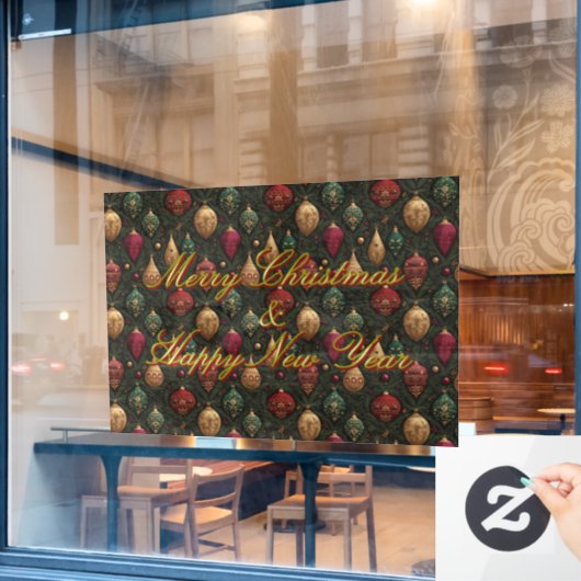 Festlicher Damast Fensteraufkleber (Café-Fenster)