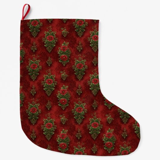 Festlicher Damast Großer Weihnachtsstrumpf (Vorderseite)