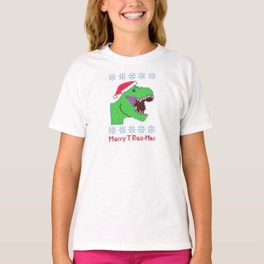Festlicher Dinosaurier "fröhlichen Tc$rex-mas" T-Shirt (Vorderseite)