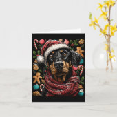 Festlicher Dobermann mit Weihnachtsmannmütze Schne Karte (Gelbe Blume)