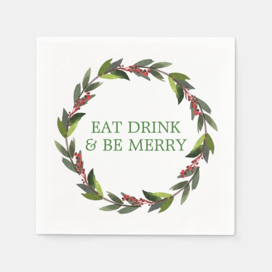 Festlicher Drink & Seien Sie froh, Wasserfarben Kr Serviette (Vorderseite)