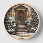 Festlicher Eingang mit Kranz. Uhr (Vorderseite)