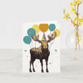 Festlicher Elch mit Balloons Grußkarte Karte (Gelbe Blume)