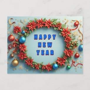 Festlicher eleganter Kranz 🎄✨ Weihnachtsstern-Orn Feiertagspostkarte