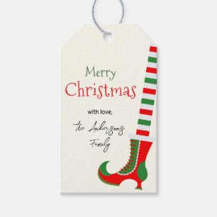 Festlicher Elf leg Merry Christmas Geschenkanhänger