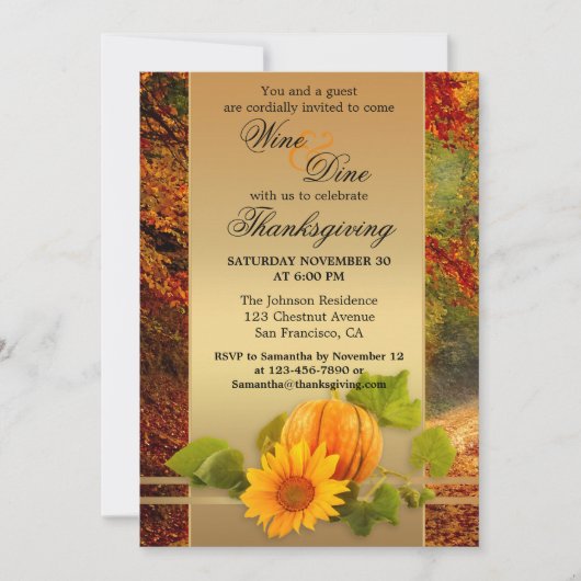 Festlicher Erntedank oder Herbstabend Party Einladung (Vorderseite)